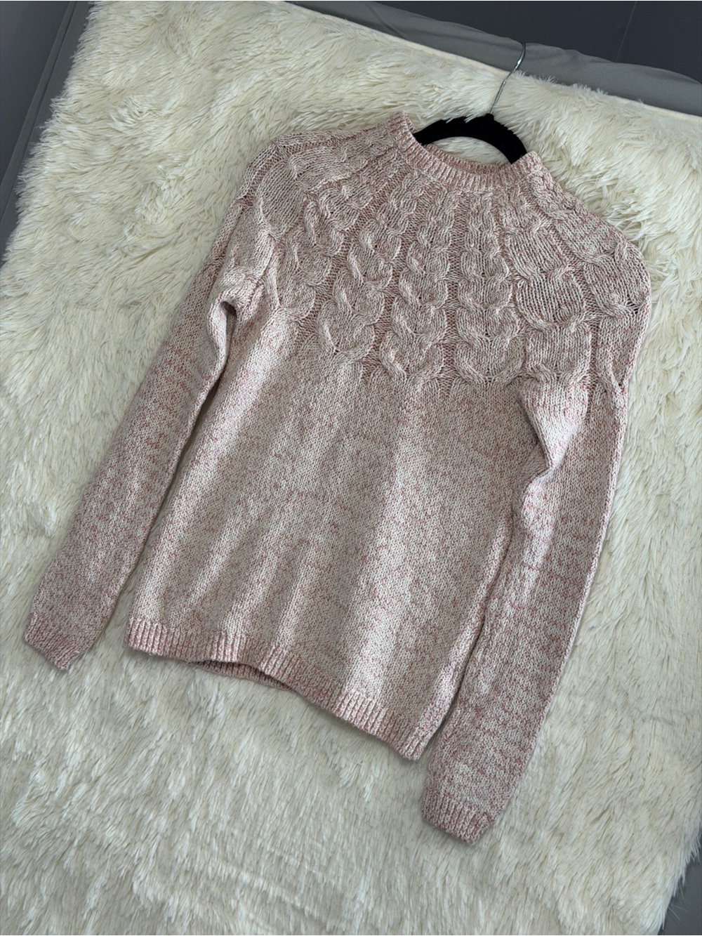 WindRiver Womens Cable Knit Sweater Size XS Light Pink Cabincore Granola Preppy